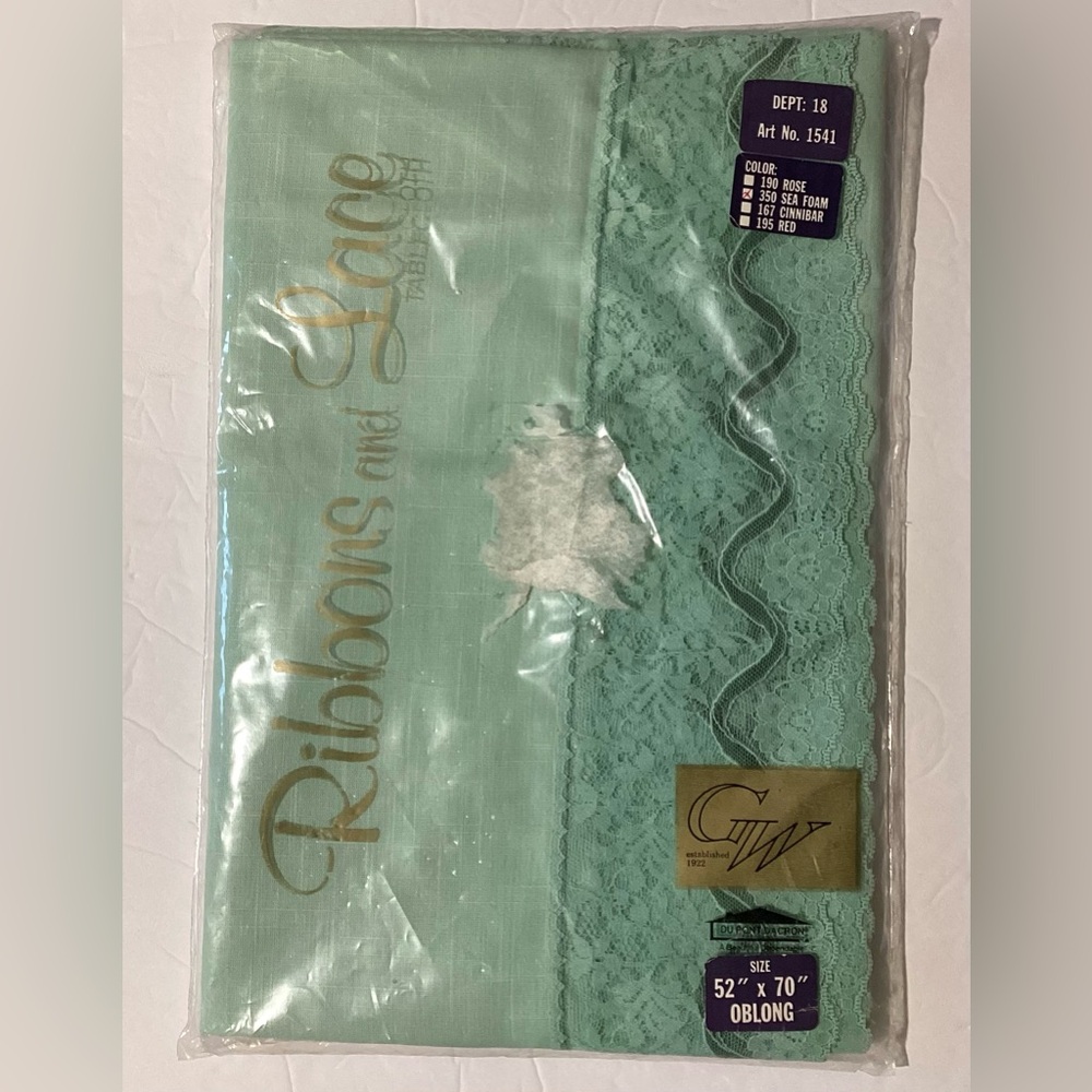 Vintage GW Ribbons and Lace Tablecloth